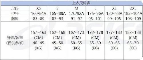 尺码表